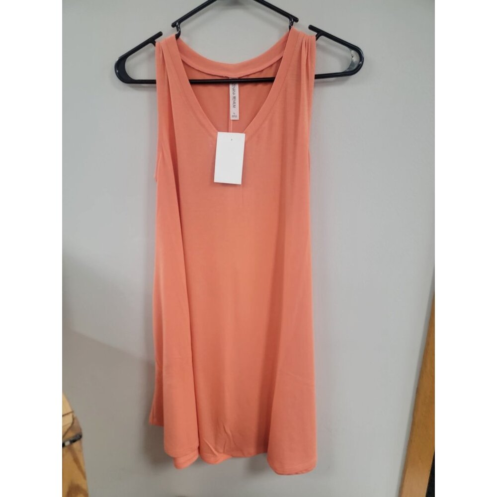 Sleeveless Zenana Premium Coral Top L Soft Polyester & Rayon Blend